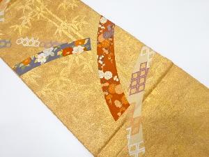 枝梅に椿・古典柄模様織出し袋帯